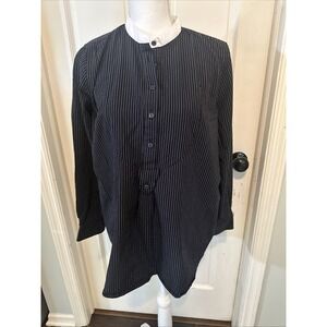 Lauren Ralph Lauren Black White Stripes Detailed Front White Tab Collar Size  PL